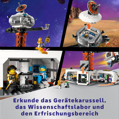 LEGO City Raumbasis mit Startrampe, Raumstation-Spielzeug mit Weltraum-Fahrzeug und Raumschiff für Kinder, Set mit 6 Minifiguren, Roboter und Alien-Figuren, Geschenk für Jungs und Mädchen 60434