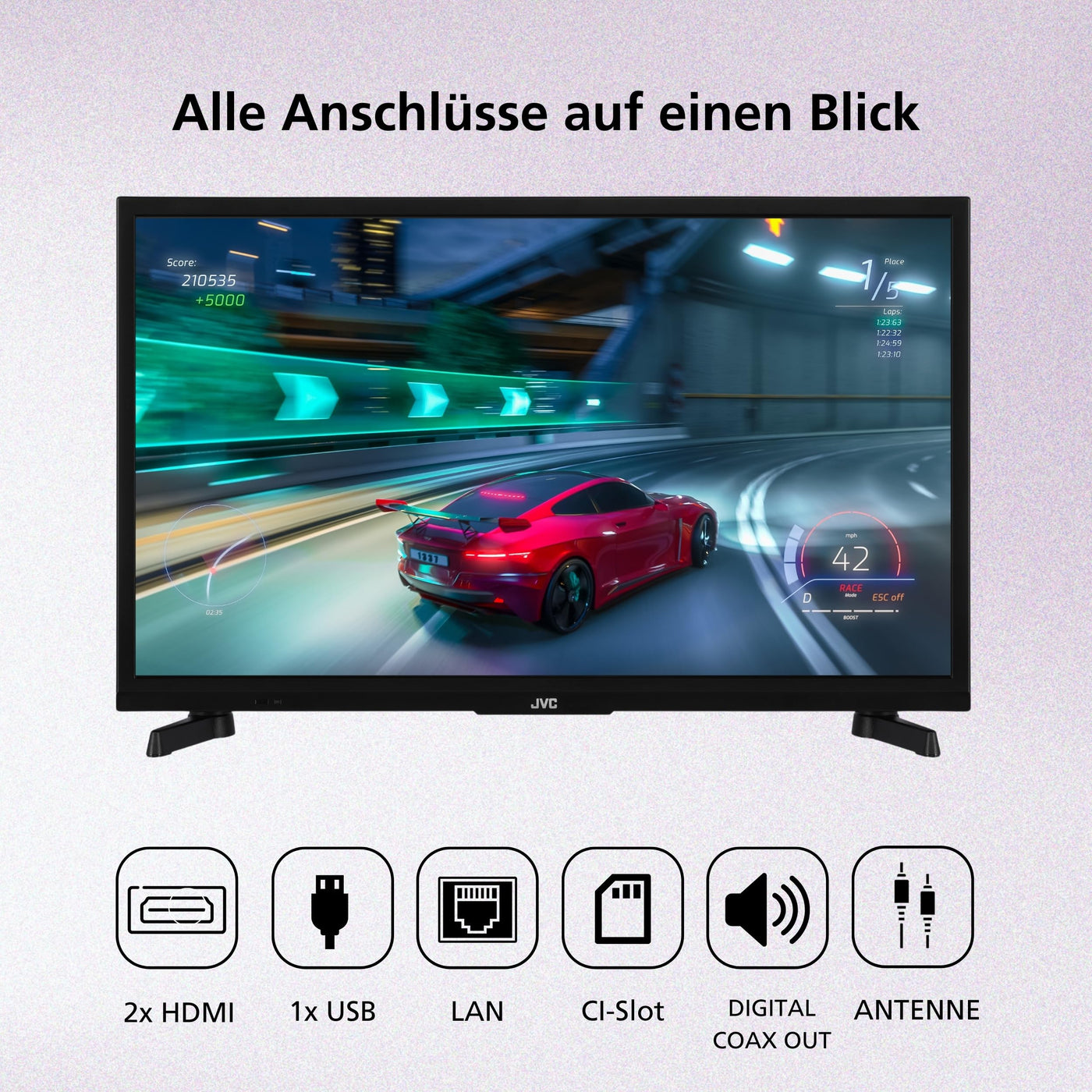 JVC Fernseher 24 Zoll Fire TV HD-Ready Smart TV HDR Fernseher mit Alexa Sprachsteuerung und Triple Tuner, LED TV LT-24VRH3555 (2026)