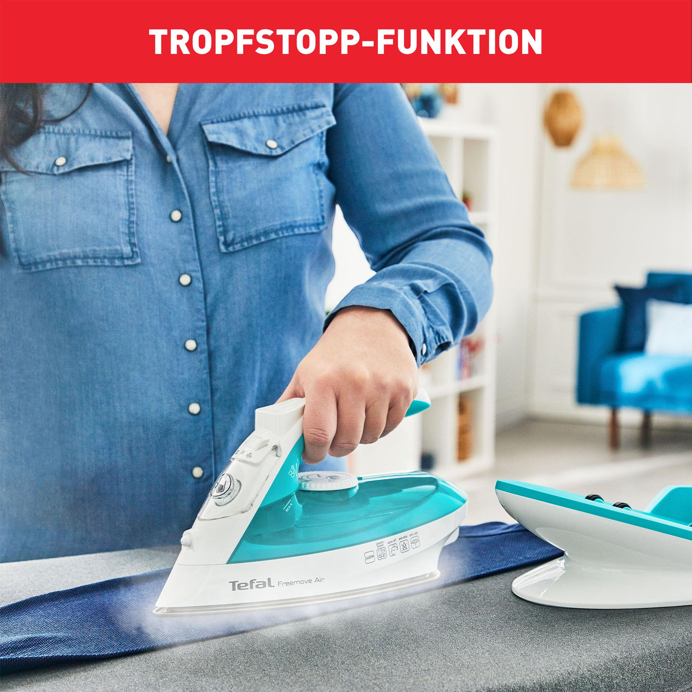 Tefal FV6520 Freemove Air Kabelloses Dampfbügeleisen | 2400 W | 25g/Min-Dauerdampf | 115g/Min-Dampfstoß | Kabellose Technologie | Automatisches Abschalten | Türkis/Weiß