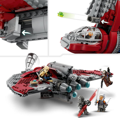 LEGO Star Wars Ahsoka Tanos T-6 Jedi Shuttle Set, baubares Raumschiff-Spielzeug mit 4 Minifiguren inkl. Sabine Wren und Marrok mit Lichtschwertern, Geschenk für Fans der Ahsoka-Serie 75362