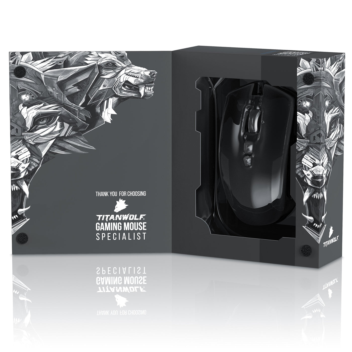 Titanwolf - Gaming Optical Mouse mit 12 programmierbare Tasten - Maus mit 10800 DPI Abtastrate - High Precision Polling-Rate bis 1000Hz - MMO Gaming Specialist Modell