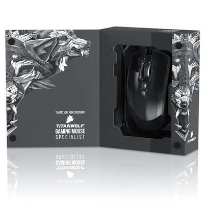 Titanwolf - Gaming Optical Mouse mit 12 programmierbare Tasten - Maus mit 10800 DPI Abtastrate - High Precision Polling-Rate bis 1000Hz - MMO Gaming Specialist Modell