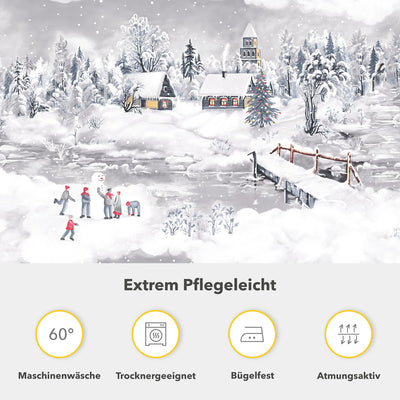 Träumschön Biber Bettwäsche 135x200 2tlg - Kuschelige Winterbettwäsche Schneelandschaft Silber - Bettwäsche aus 100% Baumwolle - Tolle Weihnachtsbettwäsche