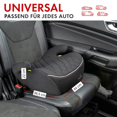 WALSER Premium Kinder Sitzerhöhung Auto, Qualitätssieger Sehr Gut* Kindersitz Auto 125-150 cm, Kindersitzerhöhung Auto Andy neueste Norm 2024 ECE R 129, Sitzerhöhung Auto Kindersitz schmal grau