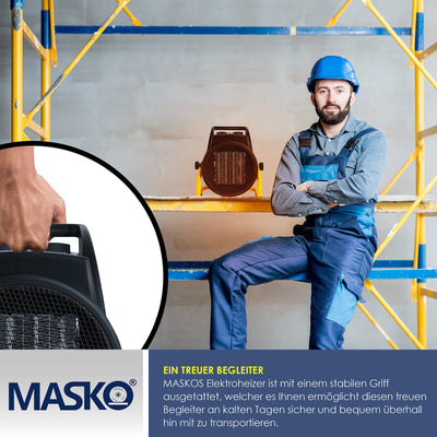 MASKO® Elektroheizer Heizlüfter Bauheizer 9KW Keramik Heizstrahler 9000 Watt Elektroheizgebläse elektrisch Heizgerät mit Thermostat mit 3 Heizstufen Elektroheizung Heizgebläse für Innen- Außeneinsatz