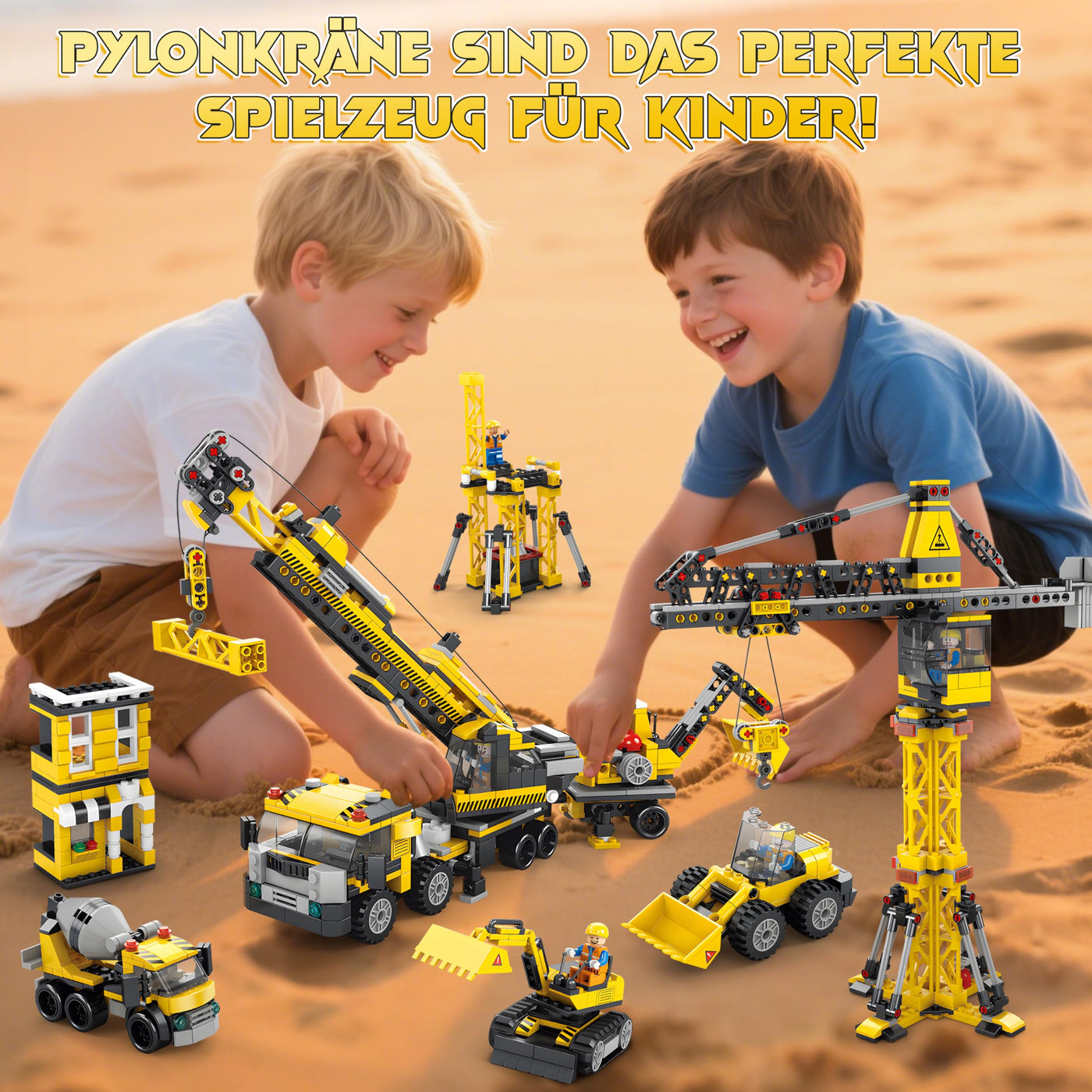 Charmofun Techink Kran Bauspielzeugsets, 854 Teile Klemmbausteine Technik ab 6-12 Jahre für Jungen, LKW-Kran&Turmkran, Variable 7 Technik Modellen, STEM Spielzeug Geschenke für Kinder