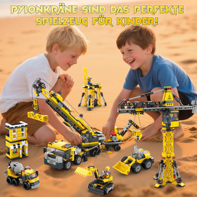 Charmofun Techink Kran Bauspielzeugsets, 854 Teile Klemmbausteine Technik ab 6-12 Jahre für Jungen, LKW-Kran&Turmkran, Variable 7 Technik Modellen, STEM Spielzeug Geschenke für Kinder