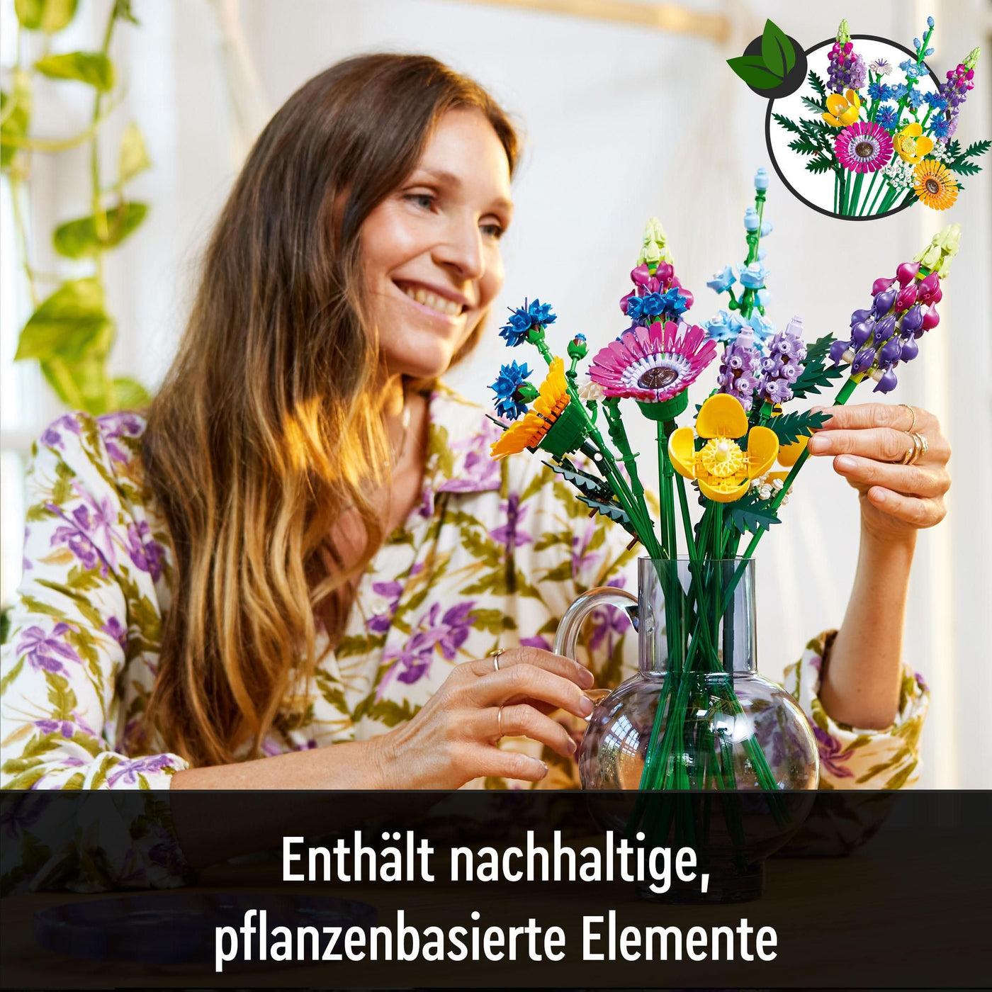 LEGO Botanicals Wildblumenstrauß Set - Künstliche Blumen mit Mohn und Lavendel zum Basteln für Erwachsene - Geschenkidee für Heimdeko - Botanik Kollektion 10313