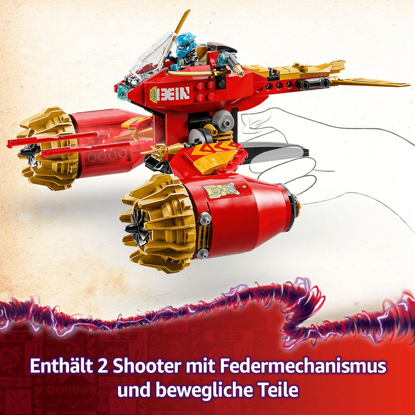 LEGO NINJAGO Kais Sturmreiter-Mech - Fliegendes Motorrad Spielzeug mit 3 Minifiguren - Mech mit beweglichem Kopf, Armen und Beinen - Bauspielzeug - Geschenk für Jungen & Mädchen ab 7 Jahren 71830