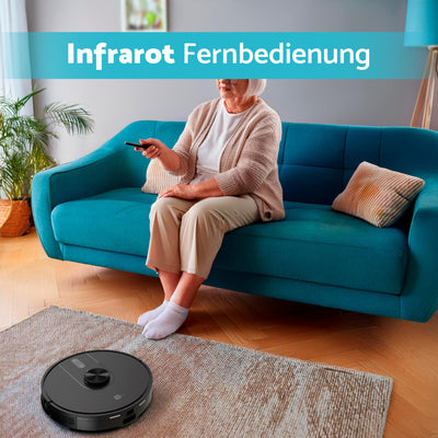 aeco VacuBot X5 PLUS Saug/Wischroboter & Absaugstation 5000Pa Saugkraft/LDS Navigation/120m²Saug- & 100m²Wischbereich/160min Akkulaufzeit/18mm Hindernisüberwindung/Infrarot Fernbedienung/App-Steuerung