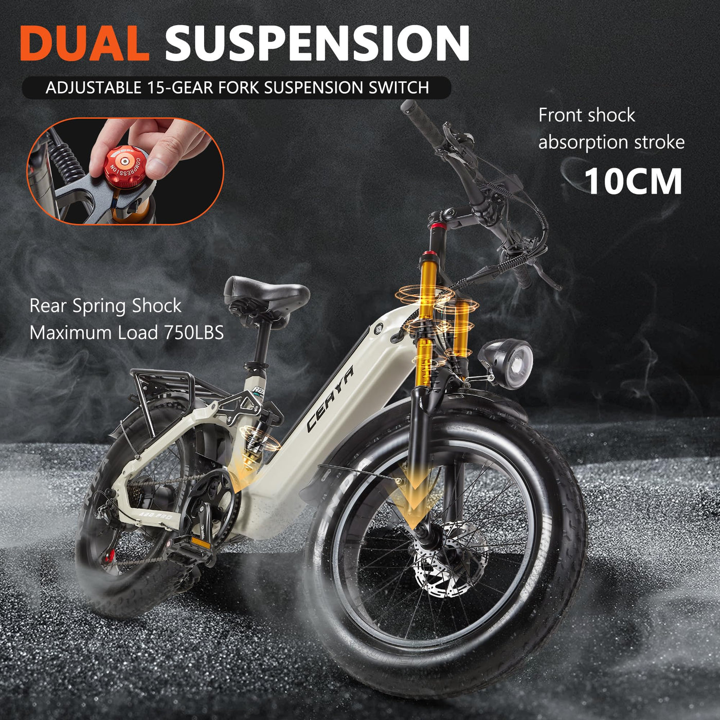 VOZCVOX E Bike Herren Elektrofahrrad E-Mountainbike 20 Zoll Fatbike 48V 20Ah Akku E-Bike mit Vollfederung 7-Gang 25km/h Ebike,Reichweite bis zu 70km A20 PRO