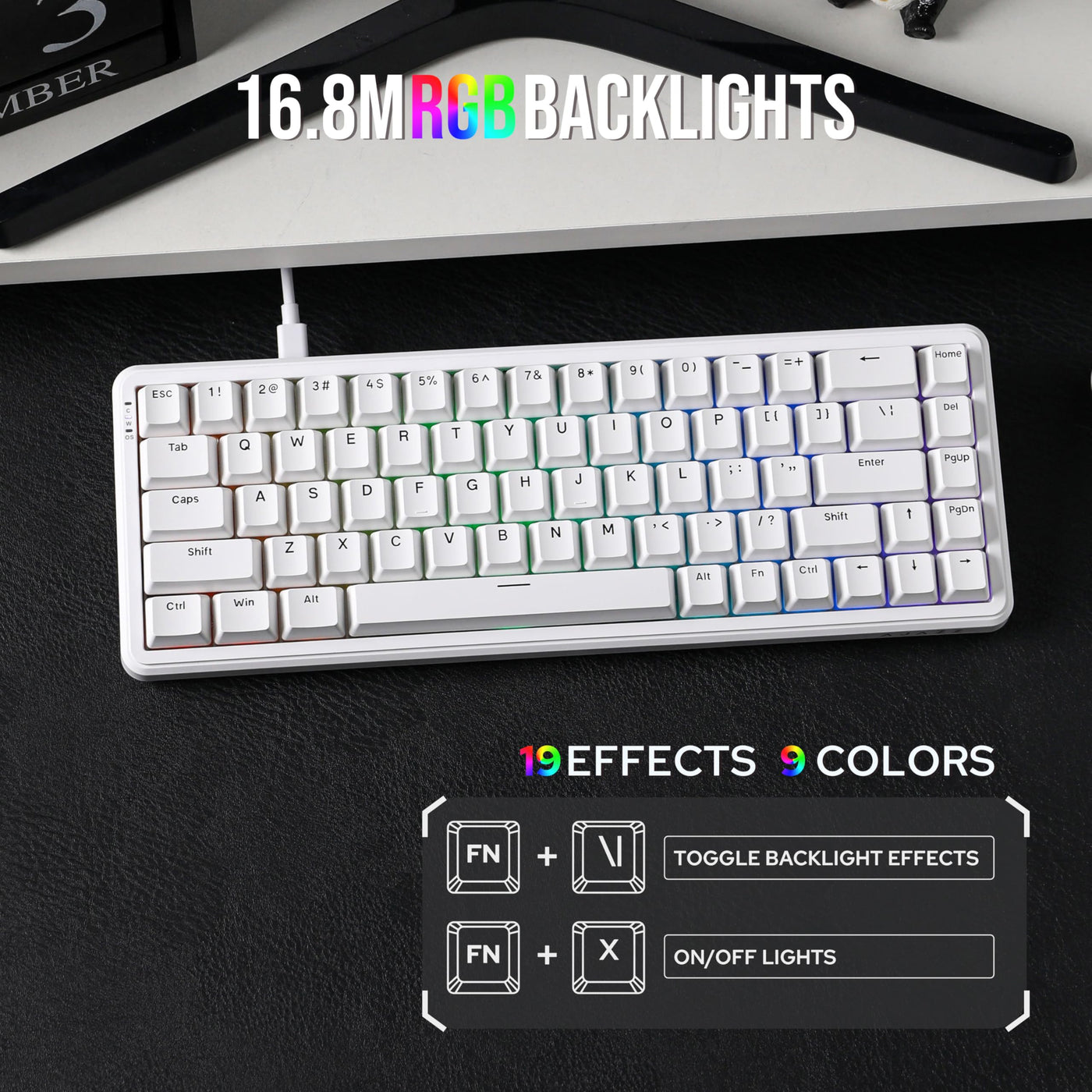 MechLands AK680 MAX Wired Gaming Keyboard mit Hall-Effekt Schalter, Rapid Trigger Magnetic Keyboard, Mechanische Tastatur mit 8K Polling Rate, Top Struktur, RGB (Weiß)