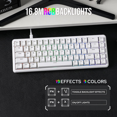 MechLands AK680 MAX Wired Gaming Keyboard mit Hall-Effekt Schalter, Rapid Trigger Magnetic Keyboard, Mechanische Tastatur mit 8K Polling Rate, Top Struktur, RGB (Weiß)