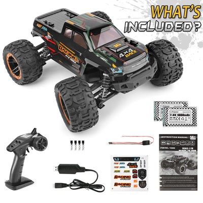 HAIBOXING Ferngesteuertes Auto 1:16 RC Monster Truck, Wasserdichter RTR All Terrain RC Auto 36 km/h, ferngesteuertes Spielzeug für Kinder und Erwachsene