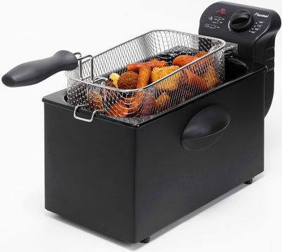 Bestron Öl-Fritteuse mit Kaltzonentechnologie, Fritteuse mit 3.5 Liter Volumen, stufenloser Temperaturregler bis 190°C, teilweise spülmaschinengeeignet, 2000 Watt, Farbe: Schwarz