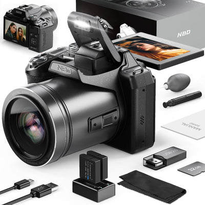 64MP Digital Camera für Fotografie und Video, 5K Vlogging Kamera für YouTube mit 3'' Flip Screen, 16X Digitalzoom, WiFi& Autofokus, Kameragurt&Stativ, 2 Akkus, 32GB TF Karte 2502-EU