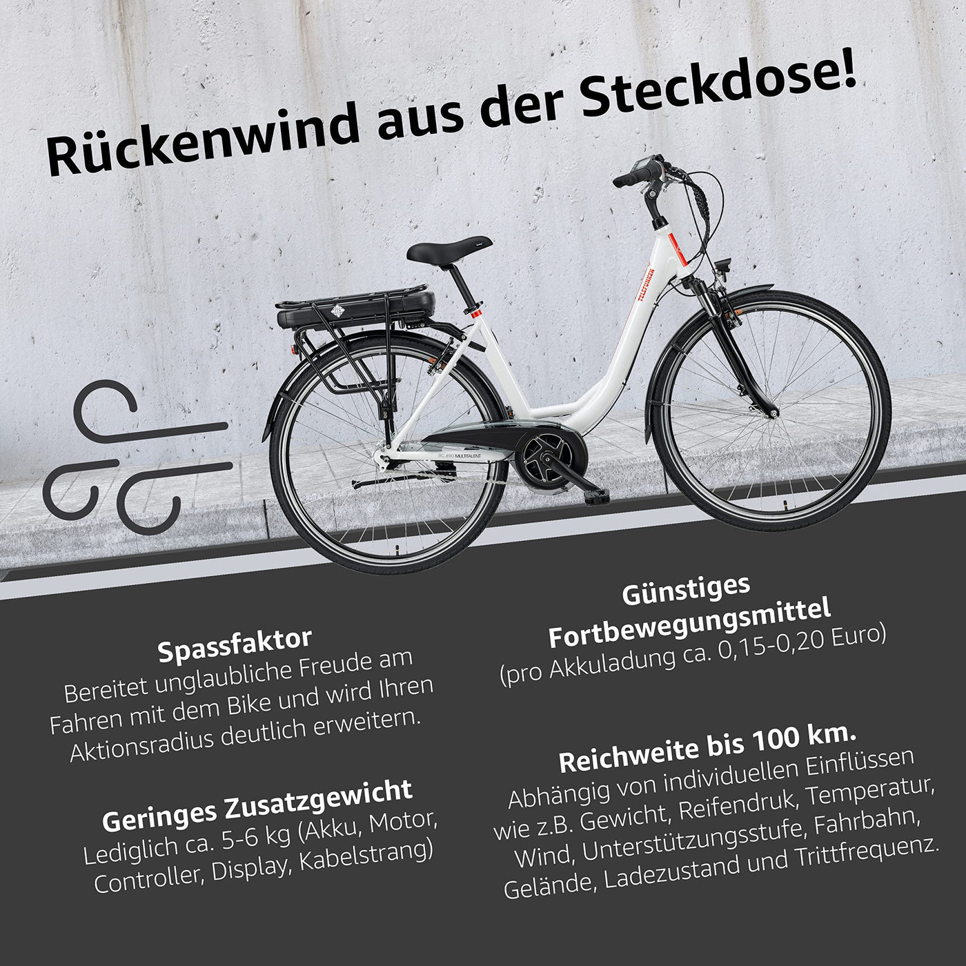 TELEFUNKEN E-Bike Damen 28 Zoll, Elektrofahrrad Alu mit 7-Gang Nabenschaltung - Pedelec Citybike mit Fahrradschloss, Mittelmotor 250W & 13Ah / 36V Lithium-Ionen-Akku, RC890 Multitalent