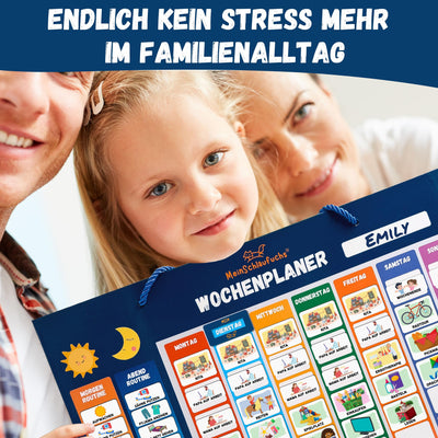 MeinSchlaufuchs® Wochenplaner Kinder - Montessori Magnettafel inkl. 250 Magnete, Aufbewahrungsbox, Kordel & Stift - beschreib- & abwischbar - Routine Planer Kinder - Kalender Kinder