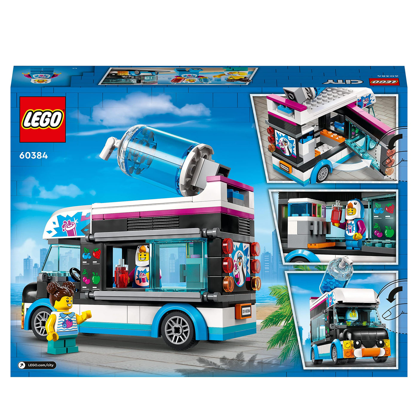 LEGO 60384 City Slush-Eiswagen Set, Sommer-Fahrzeug-Spielzeug mit Kinderspielfiguren, Konstruktionsspielzeug für Kinder ab 5 Jahren, Geschenk für Mädchen und Jungen