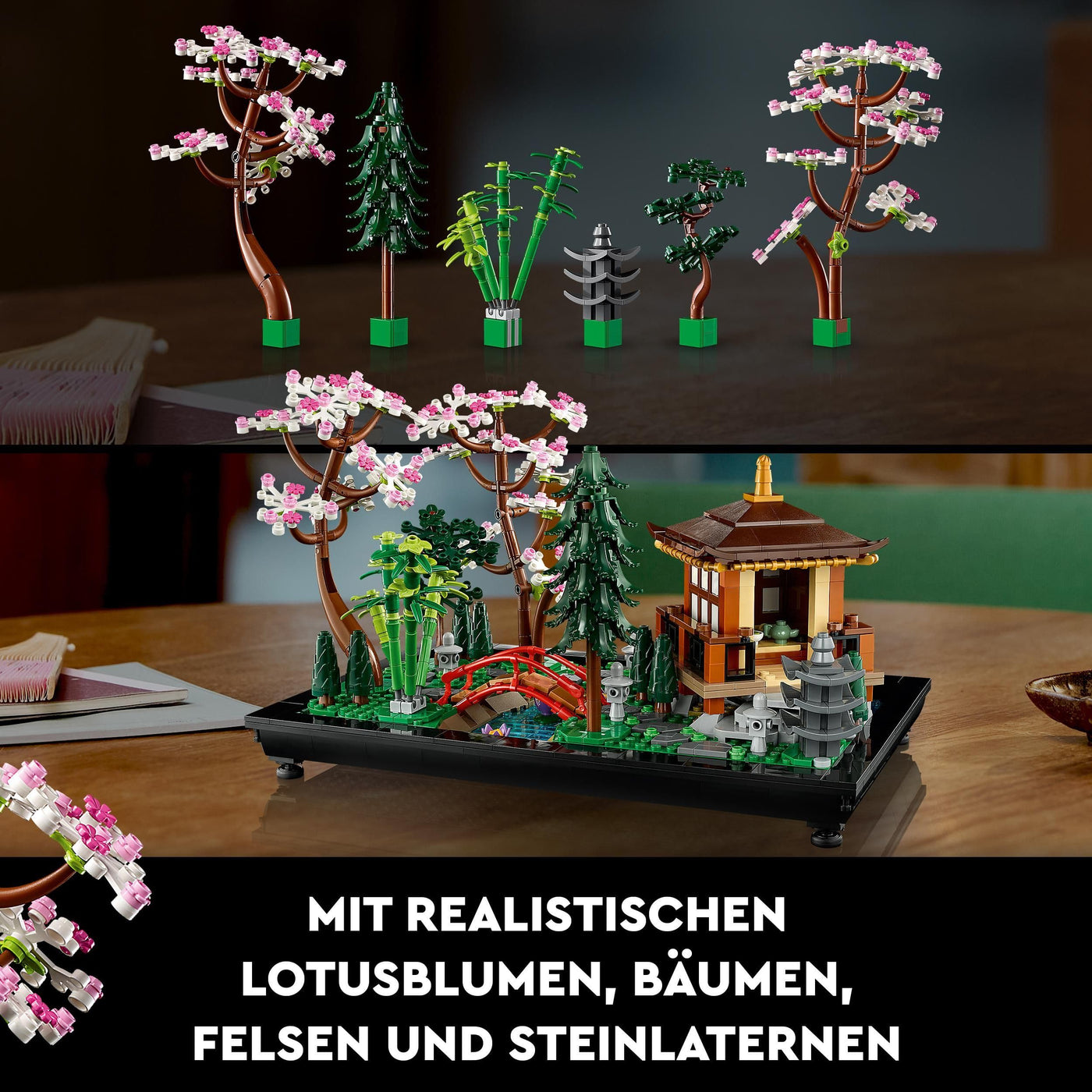LEGO 10315 Icons Garten der Stille, botanical Zen-Garten-Set für Erwachsene mit Lotusblumen, anpassbare Schreibtisch-Dekoration, inspiriert von Japan, achtsames Geschenk für Frauen und Männer