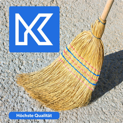 KADAX Reisstrohbesen, Reisigbesen, Besen mit langem Stiel aus Holz, funktionaler Strohbesen, Besen aus Sorgogras, Hexenbesen, Hofbesen aus Reisstroh (L: 140 cm)