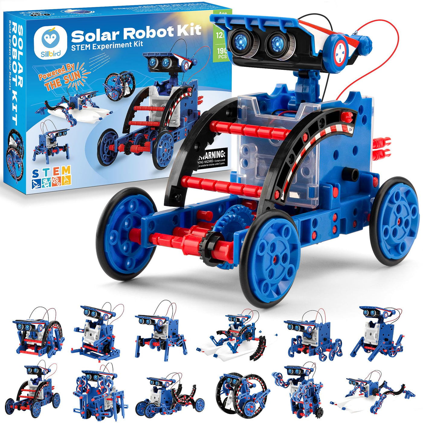 Sillbird Solar STEM Roboter Bausatz, 12-in-1 Lernspielzeug für Kinder Jungen ab 8 Jahren, Kreative Geschenke für Weihnachten und Geburtstage, 190 Teilen
