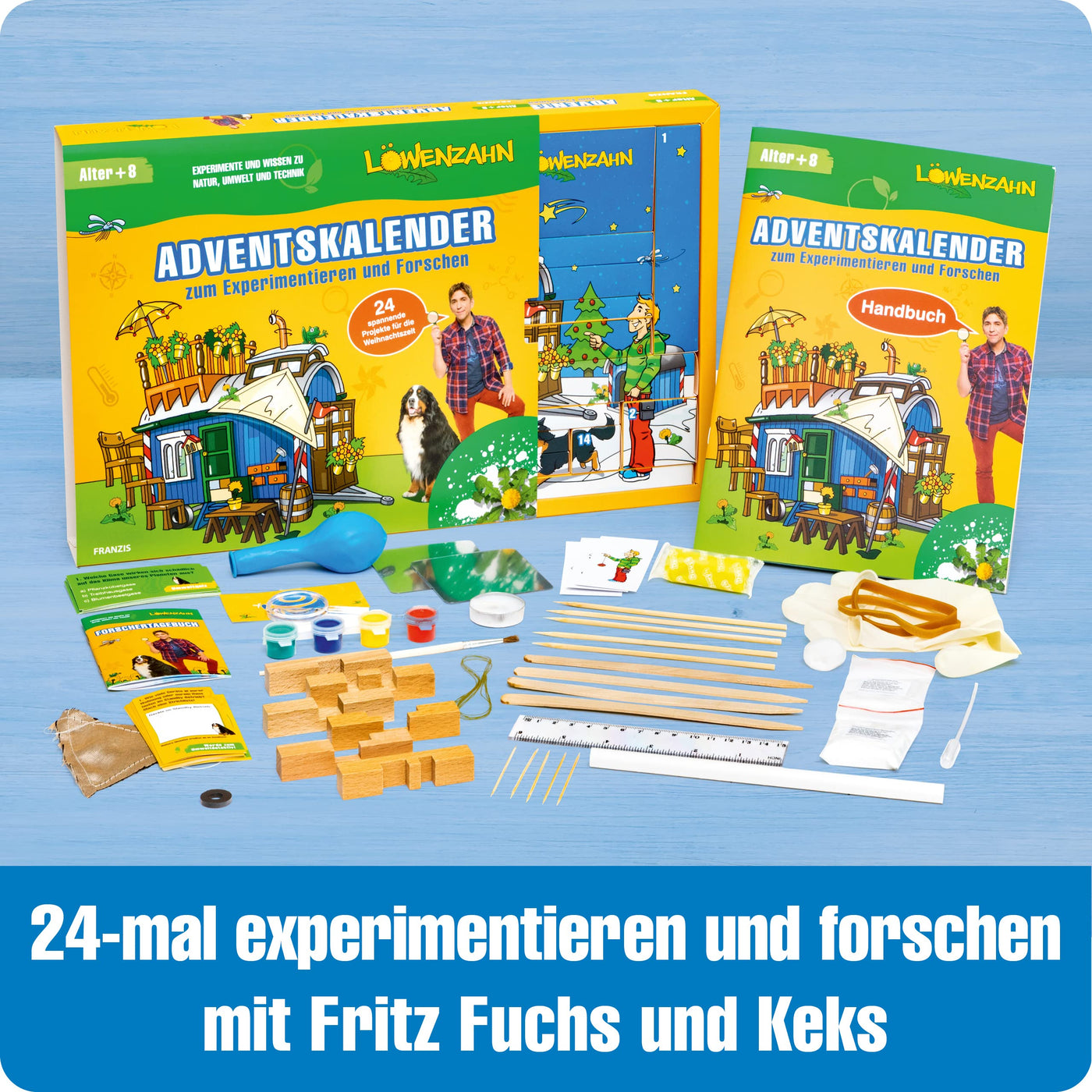 FRANZIS 67165 - Löwenzahn Adventskalender zum Experimentieren und Forschen, 24 spannende Projekte für die Weihnachtszeit, für Kinder ab 8 Jahren: Experimente und Wissen zu Natur, Umwelt und Technik