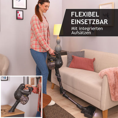 Hoover Akku-Staubsauger ohne Beutel + Knick-Gelenk – bis zu 120 m² mit 1 Akkuladung I Staubsauger kabellos mit XL Staubbehälter & Parkfunktion I Akkusauger mit Fugendüse & Staubbürste [HF103X ]