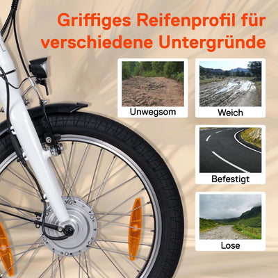 SAXONETTE E Bike Klapprad 20 Zoll mit Rücktrittbremse und nabenschaltung, E Fahrrad Herren mit 36V 11.4Ah 410Wh Akku, 80KM Lange Range, Elektrofahrrad Pedelec 25 km/h für Herren Damen