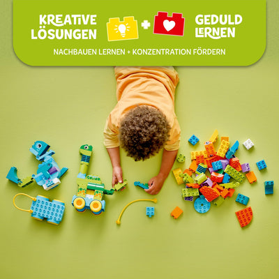 LEGO DUPLO Dinos auf Rädern 3-in-1-Set - Lernspielzeug für Jungen & Mädchen ab 3 Jahren - Diplodocus und T. Rex, Triceratops & Stegosaurus oder Pteranodon & Parasaurolophus Dinosaurier Figuren - 10451