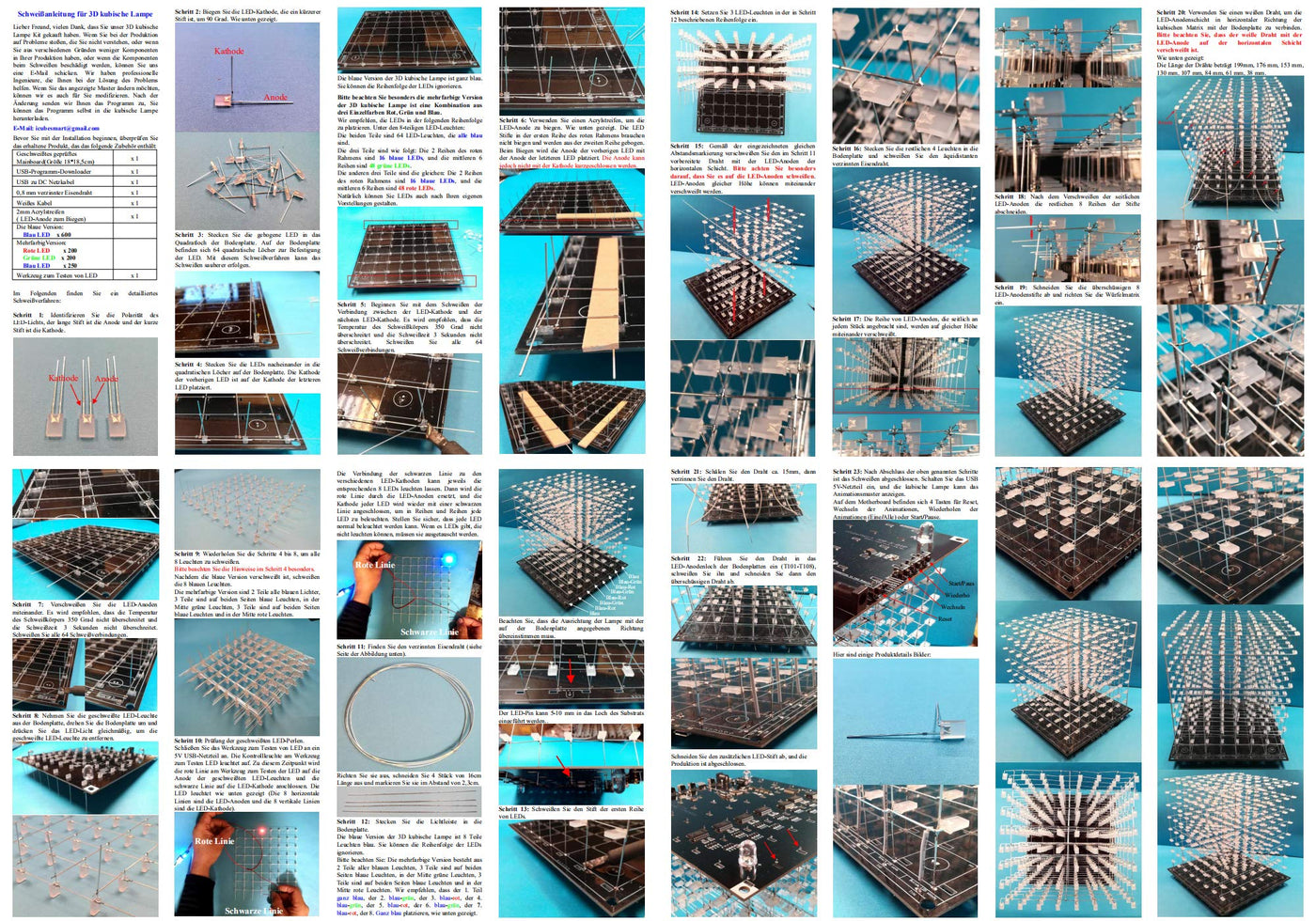 iCubeSmart 8x8x8 LED Cube Elektronik Bausatz DIY Electronic Kit DIY Löten Bausatz (3D8S-MULTI)