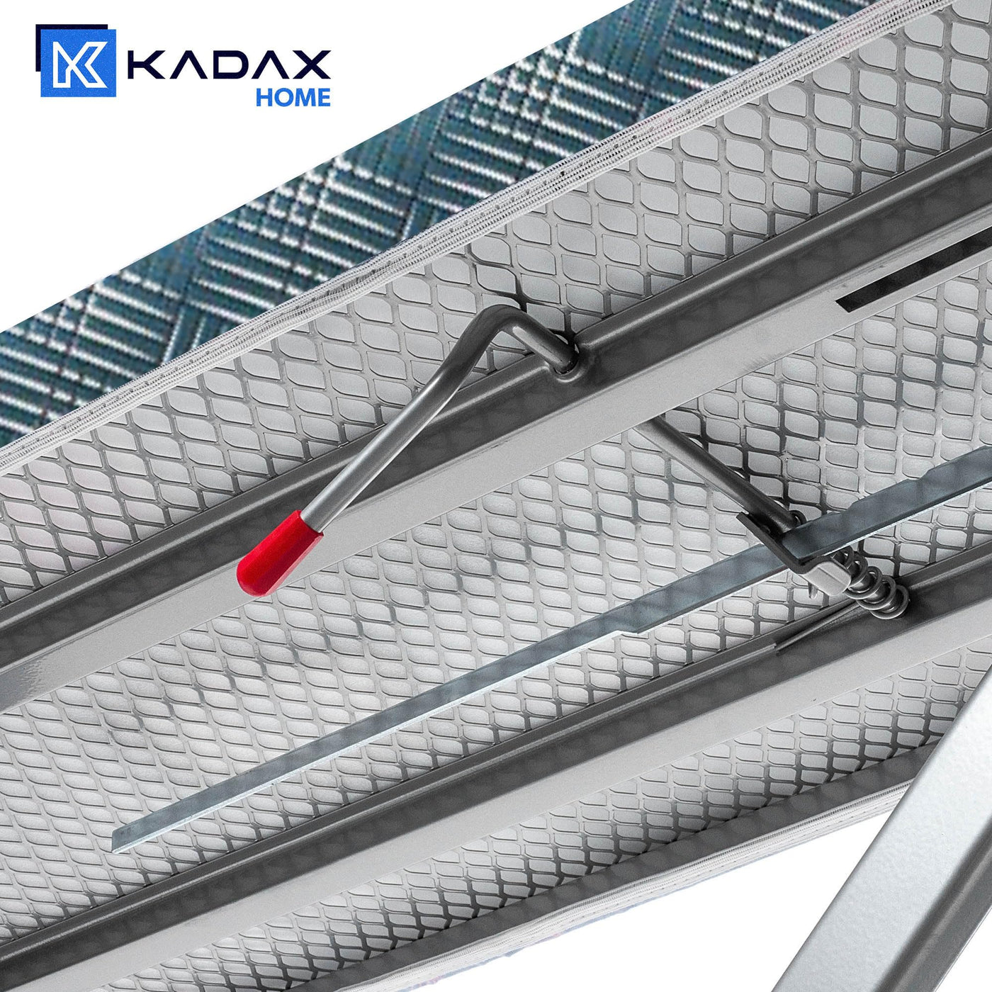 KADAX Bügelbrett mit eingebautem Verlängerungskabel, Klappbarer Bügeltisch mit Kabelhalterung, Dampfbügeltisch mit ausziehbarer Ablage für Kleidung (Grün)