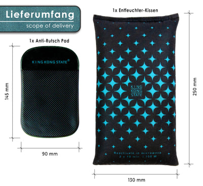 King Kong State Luftentfeuchter für Autos - Entfeuchter-Kissen 1 kg für beschlagene Autoscheiben - mit wiederverwendbarer Antibeschlag-Füllung und Anti-Rutsch-Pad, Dunkelgrau, Standard