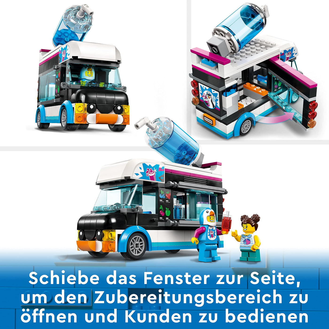 LEGO 60384 City Slush-Eiswagen Set, Sommer-Fahrzeug-Spielzeug mit Kinderspielfiguren, Konstruktionsspielzeug für Kinder ab 5 Jahren, Geschenk für Mädchen und Jungen