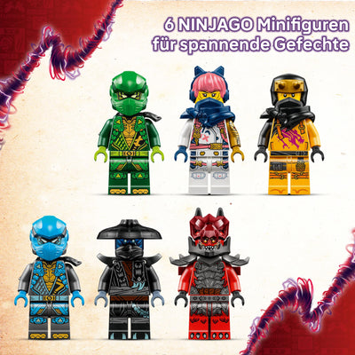 LEGO NINJAGO Chaosdrache Donnerzahn – Bewegliche Actionfigur mit 6 Minifiguren (Lloyd, NYA, Arin und Sora) – Kreatives Spielzeug zu Weihnachten für Kinder ab 8 Jahren – 71832