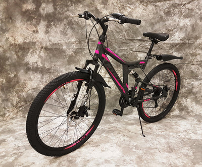 26 Zoll MTB Blackrider Vollgefedert 21-Gang Kettenschaltung mit Scheibenbremsen NEU 2638-ANTRA-PINK Bitte BEACHTEN AB 155 cm KÖPERGRÖSSE GEEIGNET !!!!!!!