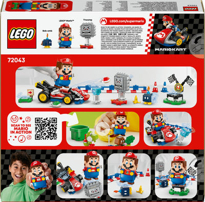 LEGO Mario Kart - Interaktiver Mario & Standard-Kart - Nintendo Spielzeug - Spiel Rennstrecke mit Auto, 3 Figuren, Podium & Barrieren - Gamer Geschenk für Jungen & Mädchen ab 7 Jahren - 72043
