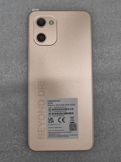 UMIDIGI G1 Smartphone Ohne Vertrag,Android12 Günstig Handy,6,52" HD+ Vollbild 32GB (Erweitern 256 GB),5150mAh Akku,Dual SIM 4G LTE Mobiltelefonen,13MP+5MP Handy zum Senioren Kinder Geschäft (Roségold)