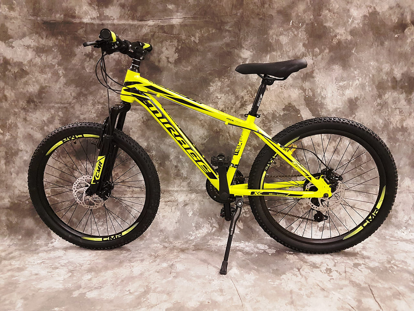 26 Zoll Aluminium Mountainbike Mirage Gefedert, 21-Gang DAUMENKLICKKETTENSCHALTUNG, Scheibenbremsen NEU 2667-GELB Bitte BEACHTEN AB 155 cm KÖPERGRÖSSE GEEIGNET !!!!!!!