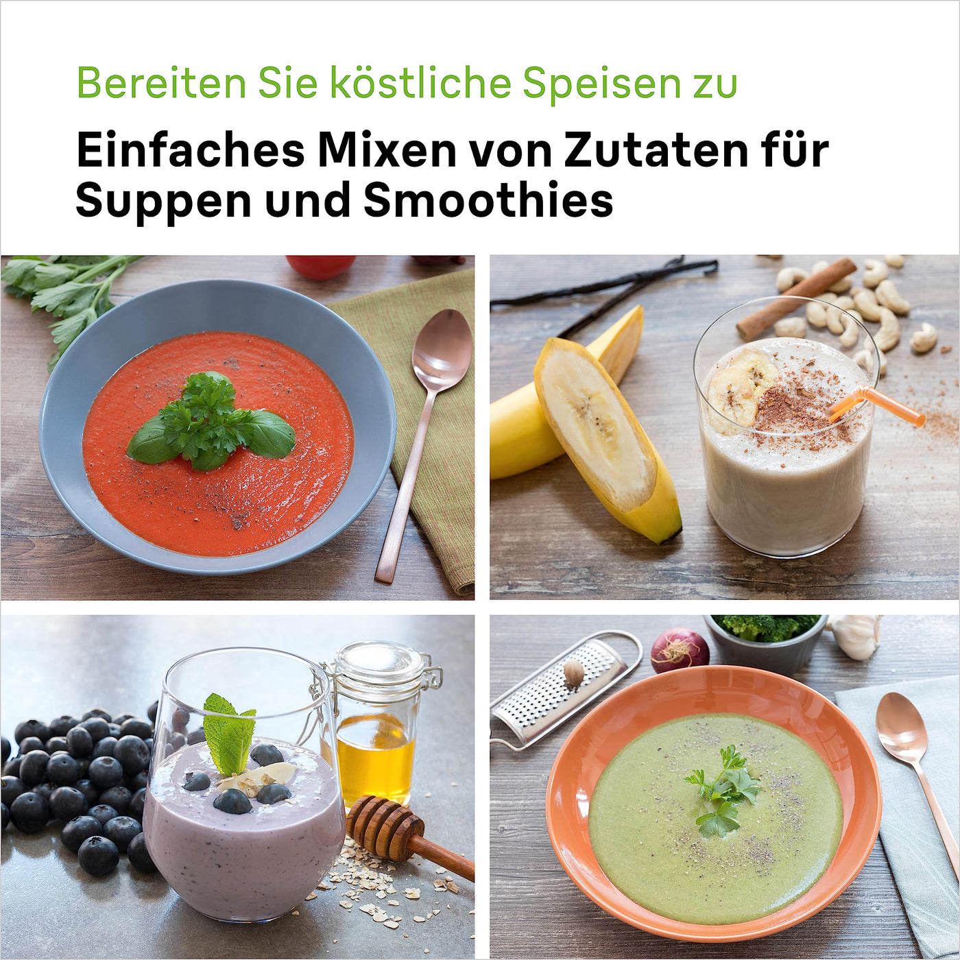 Braun Stabmixer MQ 5200WH - MultiQuick 5 Vario Pürierstab mit Edelstahl Mixfuß, 1000 Watt, inkl. 600 ml Mix- & Messbecher, weiß/grau