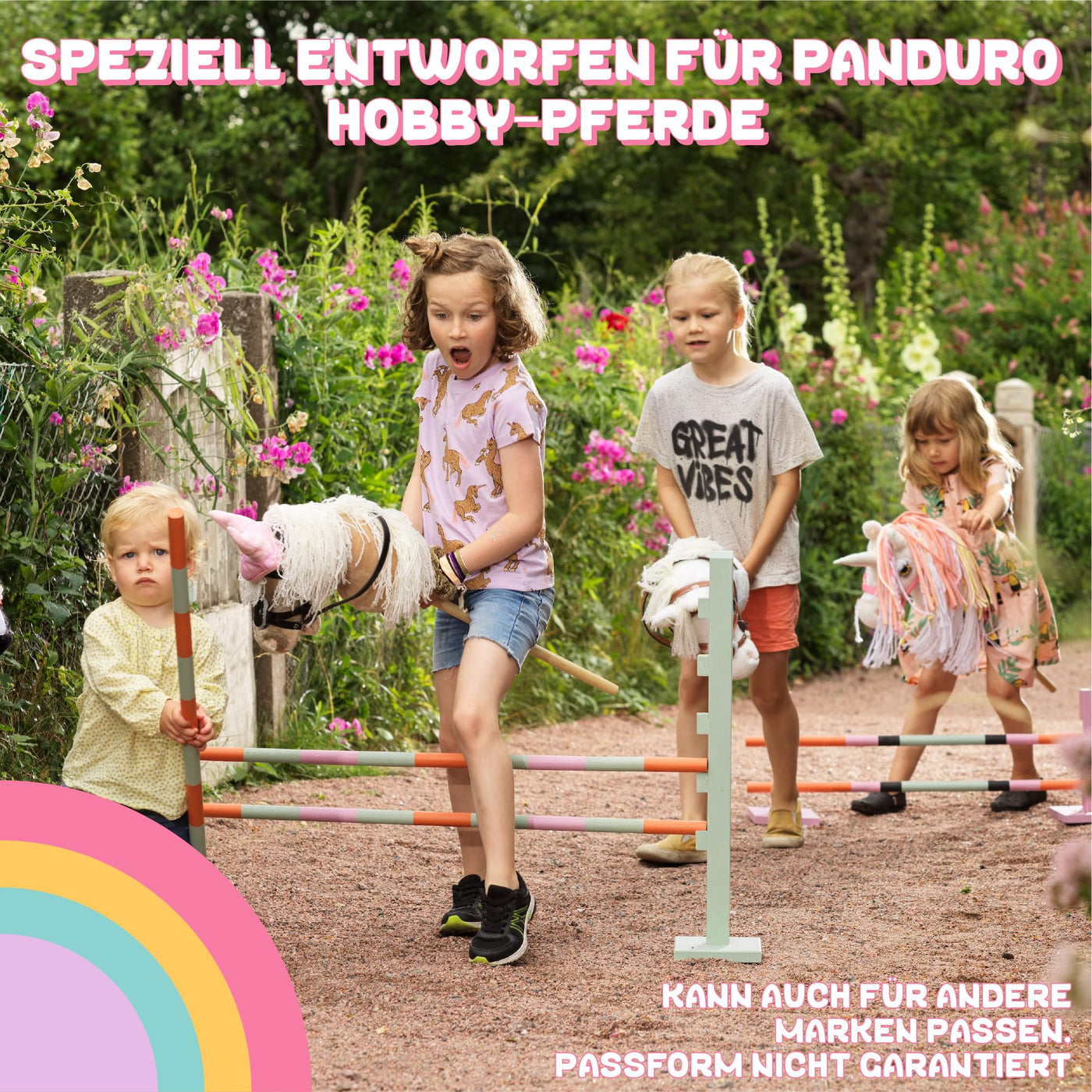 Panduro Hobby Horse Halfter Set, Wolldecke - Nylon Halfter für Pferde mit Metallschnallen - Leine für Hobby Horse Zubehör, Rosa