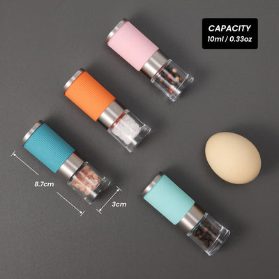Vevok Chef Mini Salz- und Pfeffer-Mühlen Set 4tlg Gewürzmühle Klein und Verstellbares Keramik-Mahlwerk Salz Pfeffer-Streuer für Küche Camping Geschenk
