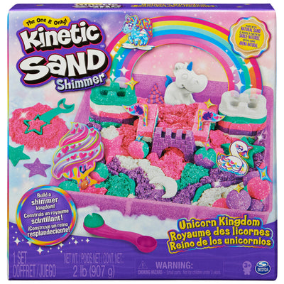 Kinetic Sand Magischer Sand – Einhorn-Königreich 907 G + 8 Formen – Erstellen Sie verschiedene hypnotisierende Formen mit diesem magischen und bunten Sand wie Knetmasse – Spielzeug für Kinder ab 3