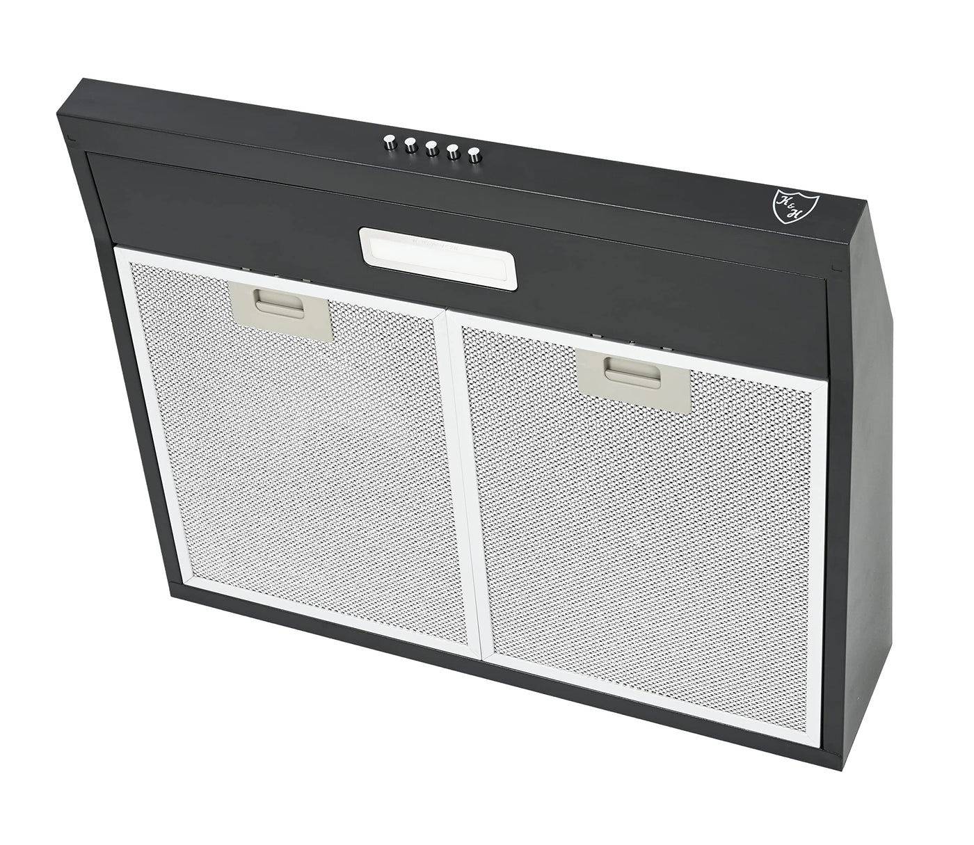 K&H Dunstabzugshaube 60cm, Unterbauhaube, LED, 200 m³/h, Energieklasse C, Metall-Fettfilter, UH01-60C-B (Schwarz)