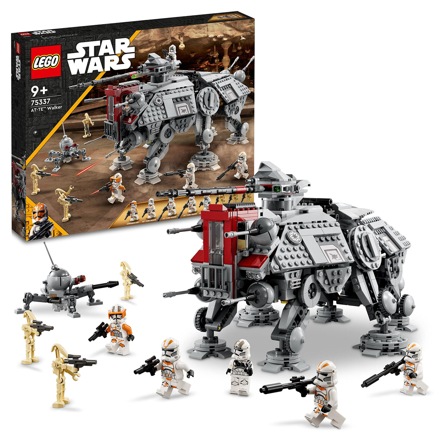 LEGO Star Wars 75337 at-TE Walker Spielzeug mit 3 Minifiguren aus dem 212. Klon-Trupp, Zwergspinne und Battle Droid Figuren – Geschenk für Jungs ab 9 Jahren und Fans von Die Rache der Sith