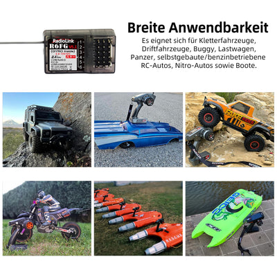 Radiolink R6FG RC Empfänger 2.4 Ghz Gyro-integriert 6 Kanäle große Reichweite bis zu 400m für Autos Boote kompatibel mit RC8X/RC6GS V3/RC4GS V3/T8FB/T8S/T16D/T12D