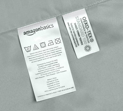 Amazon Basics 2Stück Deluxe-Bettwäsche-Set aus Mikrofaser, 135 x 200 cm, dunkelgrau, Gestreift