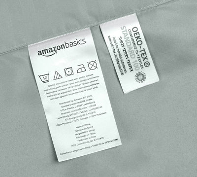Amazon Basics 2Stück Deluxe-Bettwäsche-Set aus Mikrofaser, 135 x 200 cm, dunkelgrau, Gestreift