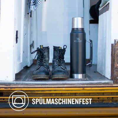 Stanley Classic Legendary Thermosflasche 1L - Thermos Hält 24 Stunden Heiß oder Kalt - Edelstahl Thermoskanne - BPA-Frei - Spülmaschinenfest - Matte Black