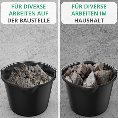 2X Oramics 20L Eimer mit Ausguss Tülle – Baueimer Kübel für Zement und Mörtel – Stabiler Wassereimer mit Skala für Haushalt, Garten, Baustellen und Landwirtschaft (2X 20 Liter Mörteleimer)
